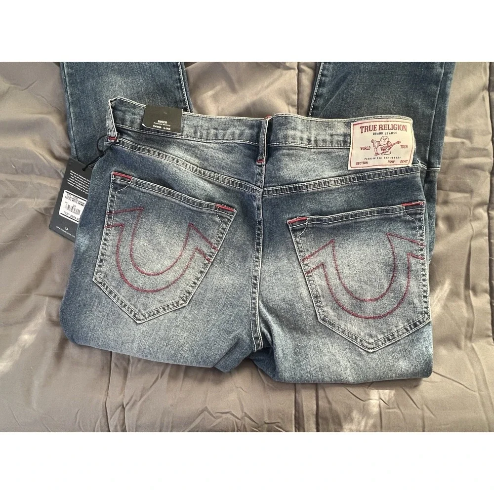 NWT True Religion Men's Rocco Moto Skinny Jeans 29X32 Medium Spiced Orchard Wash